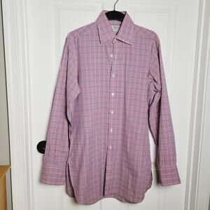 Turnbull & Asser Pink and Blue Micro-Check Cotton Dress Shirt